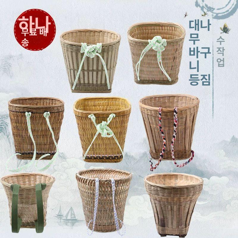 짚 망태기 소쿠리 가방 채집망 바구니 그물백 라탄 장식용 전통 민속품 - 상세 이미지 2