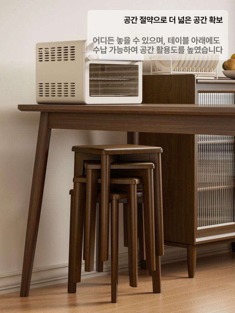 원목 스툴 등받이없는 쿠션 현관 간이체어 식탁 원형 나무 좌석 - 상세 이미지 5