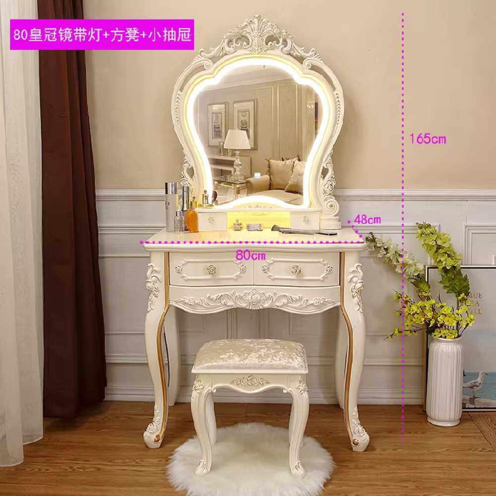 원룸 화장대 공주풍 자취방 침실 엔틱 메이크업 테이블 A형 - 상세 이미지 3