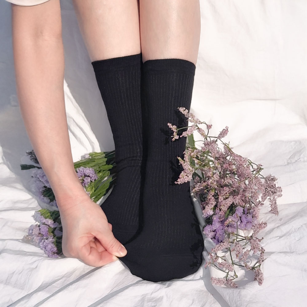 8켤레 여성 앞꿈치 두올 보강 골지 장목 양말 긴 롱삭스 흰 검정 학생 기본 양말 n배송 - 상세 이미지 5