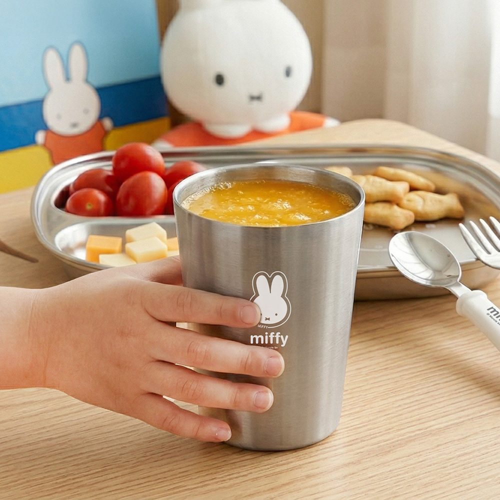 키친유 화이트미피 유아 어린이집 유치원 물컵 아기 양치컵 국산 스텐304 340ml, 1개 - 상세 이미지 3