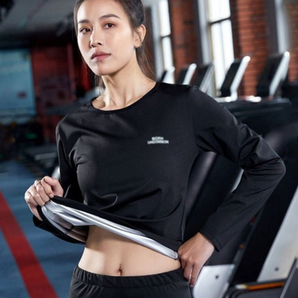 트레이닝 여성 땀복 상의 헬스복 여성 운동복 상의 라운드 코팅 - 상품 이미지