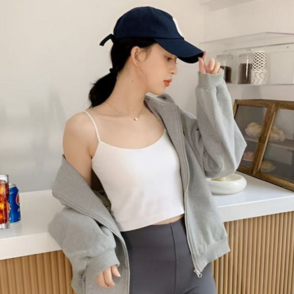 크롭 여성 브라 탑 이너 브라 탑 나시 일체형 - 상품 이미지