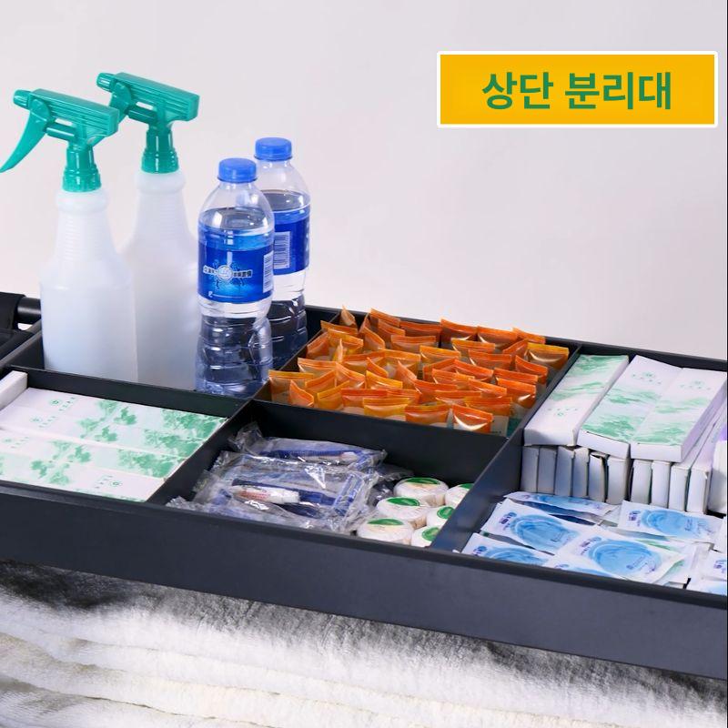 린넨 카트 호텔 손수레 객실 수건 콘도 서비스 스테인리스 비품 청소용품 이동식 - 상세 이미지 3