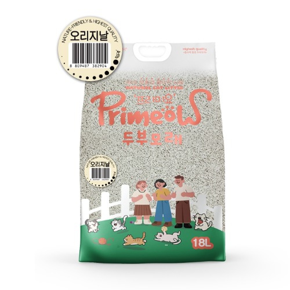 프리미요 오리지널 대용량 고양이 배변 화장실 두부 모래 18L - 상품 이미지