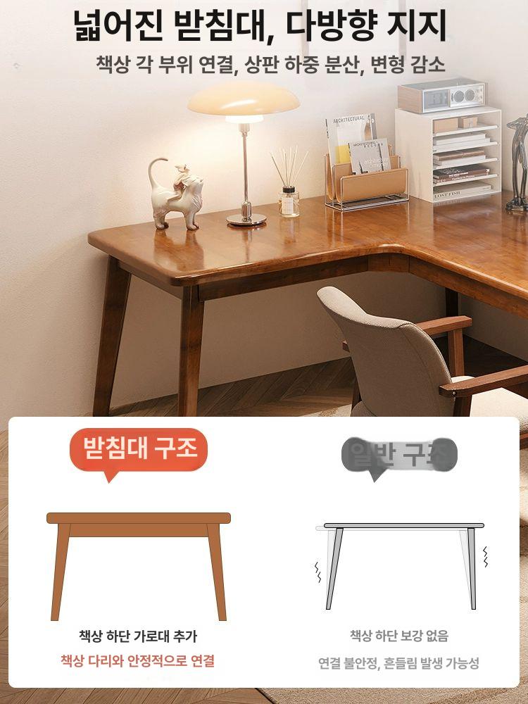 ㄱ자 책상 우드와일드 코너 원목 테이블 컴퓨터 기역자 데스크 모던 l자형 사무용 - 상세 이미지 3