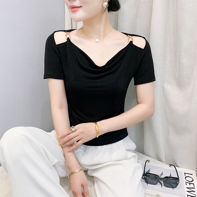 라인댄스복 상의 여성 오프숄더 솔리드 연습복 중년 - 상품 이미지