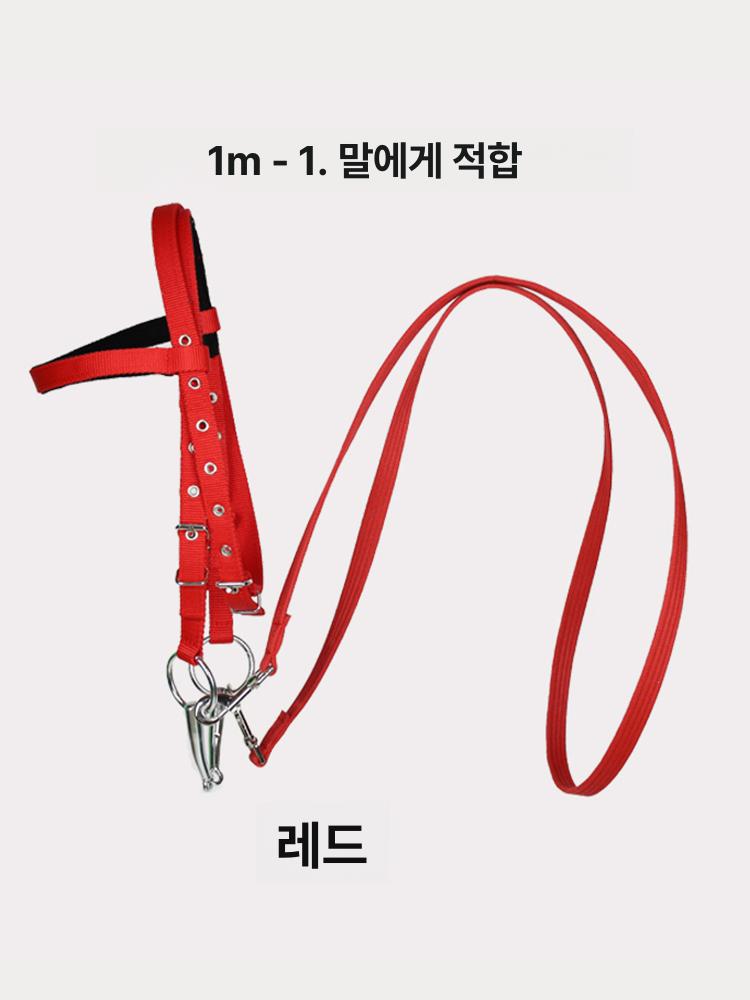 조련 고삐 말 마구 승마용 리드끈 마방굴레 로프 버건디 밧줄 말굴레 훈련용 - 상세 이미지 4