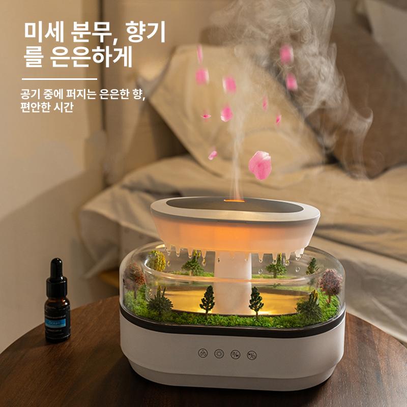 빗소리 가습기 우산 폭포소리 리모컨 탁상형 화이트 인테리어 스탠다드 표준형 - 상세 이미지 3