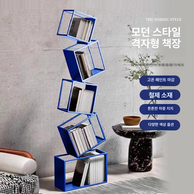 이동식 북선반 스탠드 화이트 철제 거실 인테리어 다층 진열 랙 - 상세 이미지 2