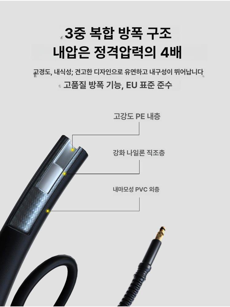 카쳐호환 10m 가정용 미니 고압 연장 청소 흡입호스 노즐 고급형 내구성 강화 - 상세 이미지 4