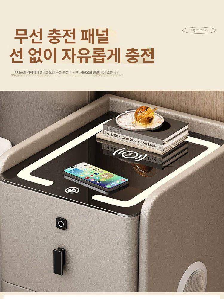 무선 협탁 충전식 테이블 침대옆 서랍장 침실 소형 심플 인조대리석 사이드테이블 - 상세 이미지 3