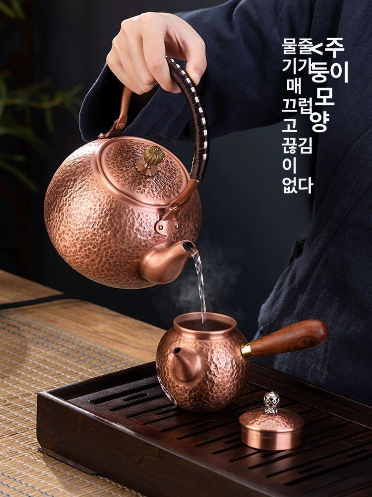 구리 주전자 핸드메이드 드립 빈티지 동제 엔틱 가정용 찻주전자 카페용 - 상세 이미지 4