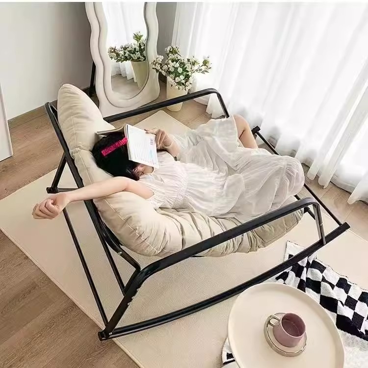 수유 안락의자 접이식 흔들 1인용 로킹체어 오렌지 대나무 북유럽 휴식 - 상세 이미지 3
