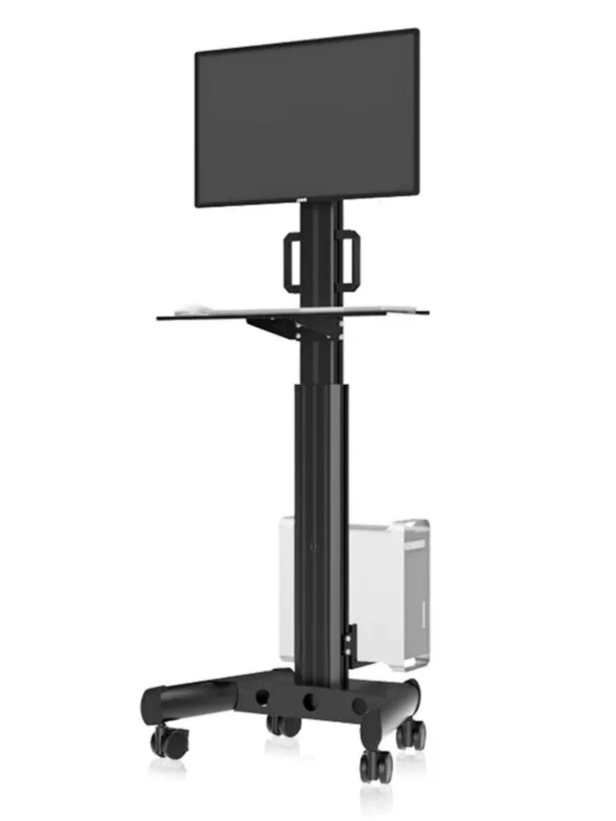 모니터트롤리선반 책상 브래킷 이동식 사무실 웨건 실버블랙 회의실 은검정 스탠드 - 상품 이미지