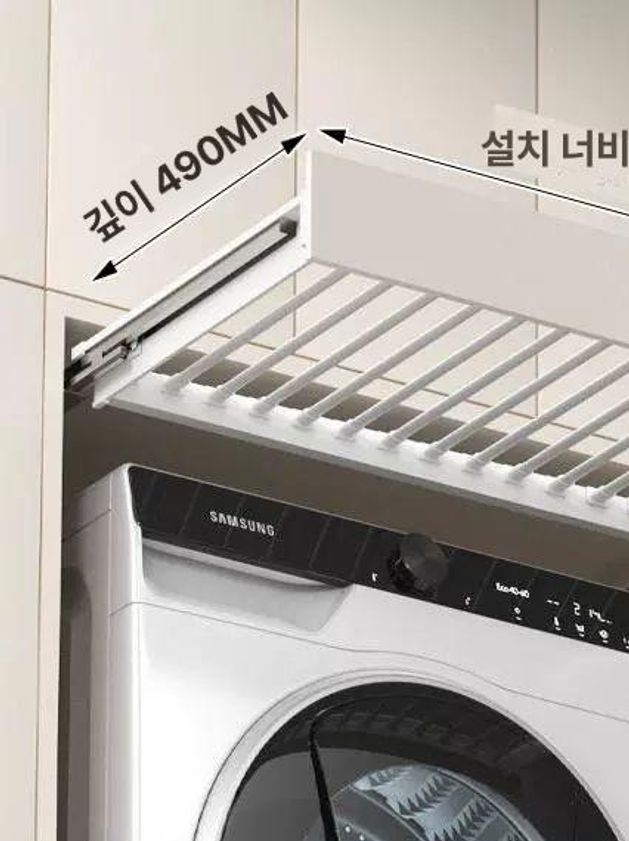 틈새 건조랙 히든 슬림 빨래건조대 화이트 인출식 식기세척기 공간활용 폴딩 세탁 랙 - 상세 이미지 4