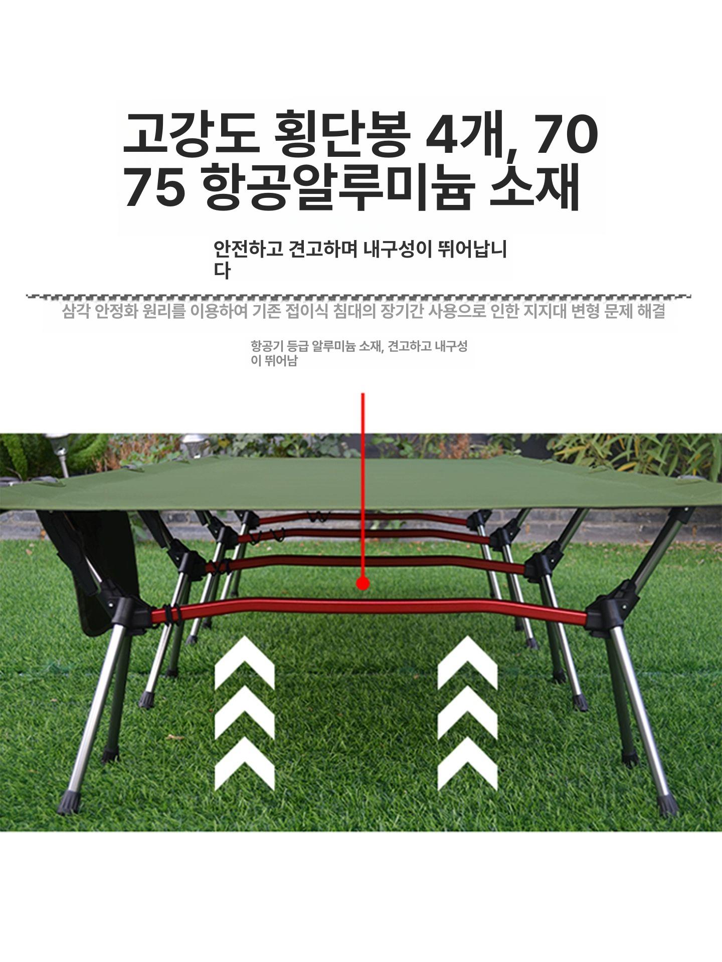 초경량 야전침대 캠핑 휴대용 접이식 간이침대 하이킹 백패킹 와이드 폴딩 아웃도어 - 상세 이미지 2