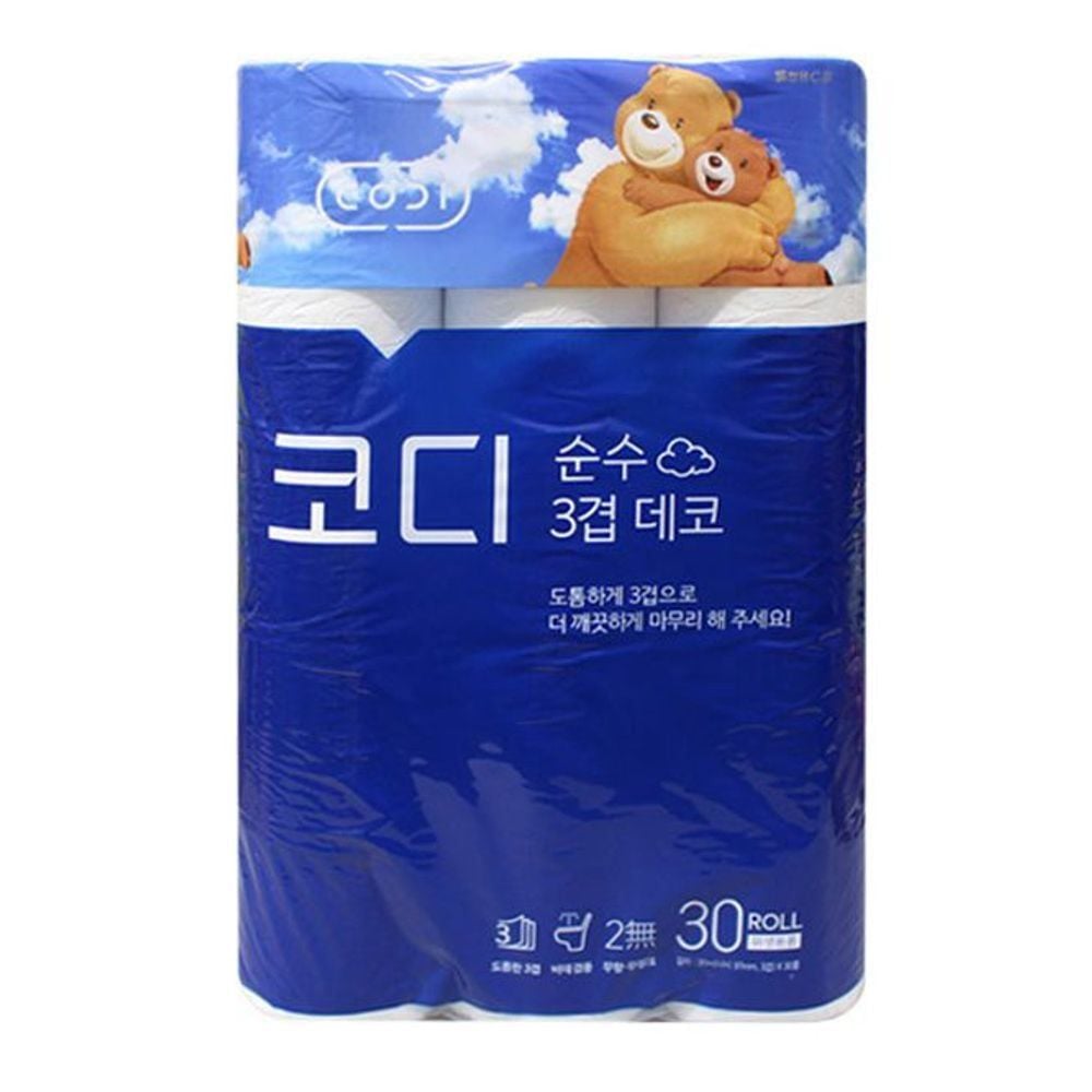 코디 데코 3겹 두루마리 화장지 휴지 30롤 대용량 - 상품 이미지