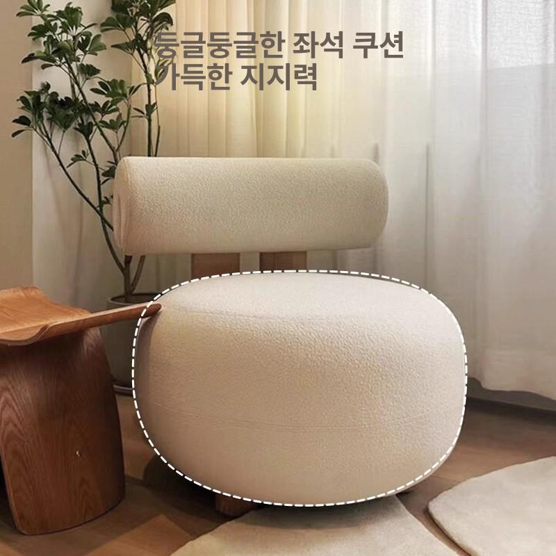 양털 라운지체어 1인 보컨셉 벨벳 블랙 우드 원목 파샤 카페 휴식의자 안락 - 상세 이미지 5