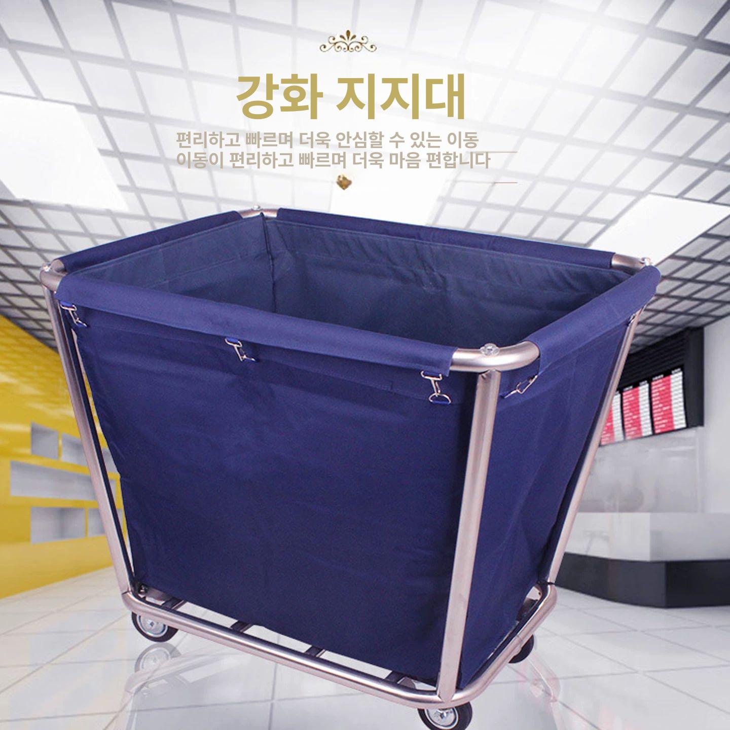 호텔 트롤리 접이식 세탁 바구니 린넨 수거함 런드리 캐디 대형 이동식 카트 - 상세 이미지 2