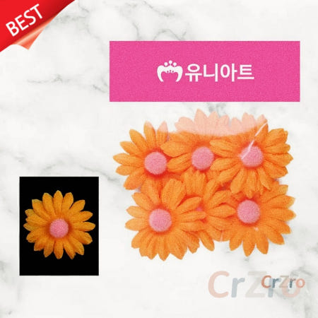 유니아트 주황색 뿅국화 조화꽃 데이지 인조 플라워 홈데코 카페 파티 DIY 공예 재료