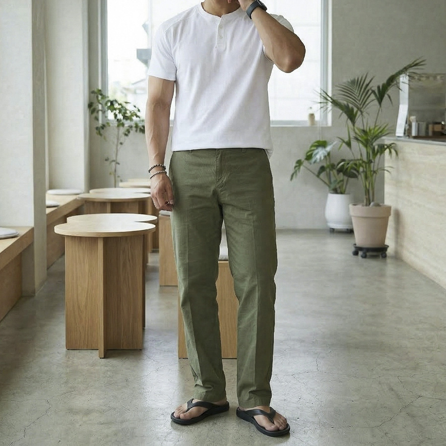 남자 치노팬츠 시크릿 밴딩 30수 면 스판 워싱 슬랙스 이미지 6