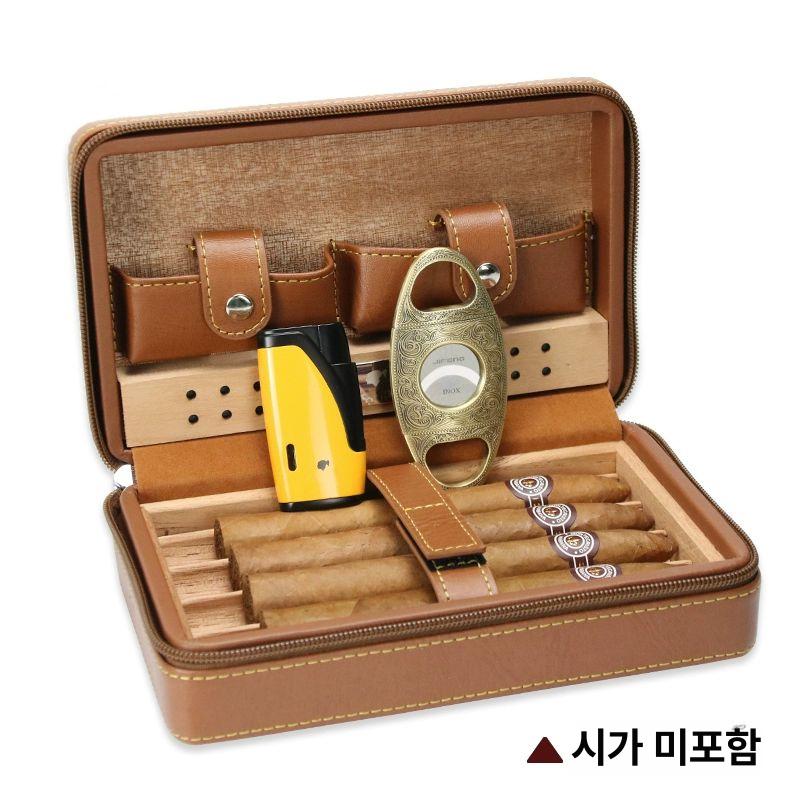 고급 시가박스 삼나무 수제 원목 빈티지 담배 휴미더 세트 케이스 습도계 - 상품 이미지