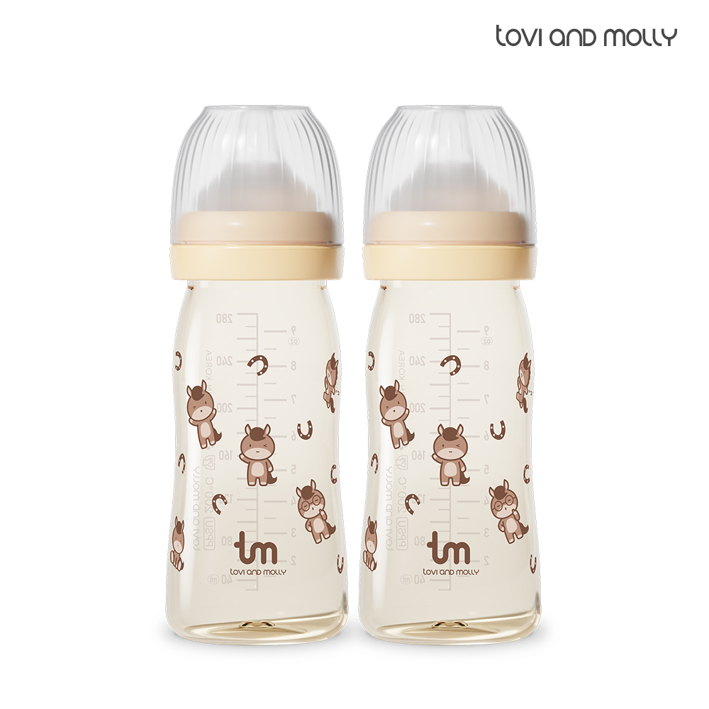 토비앤몰리 신생아 PPSU 아기 배앓이 방지 젖병 (젖꼭지 포함) 마리 280ml, 2개 - 상품 이미지