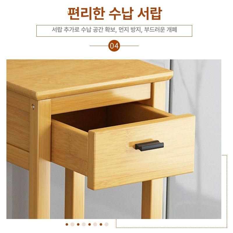 원목 협탁 키큰 침실 거실 70cm 높이 빈티지 스탠드 받침대 미디엄 사이드테이블 - 상세 이미지 4