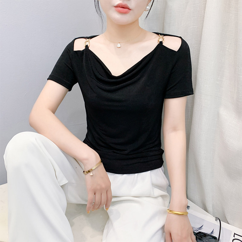 라인댄스복 상의 여성 오프숄더 솔리드 연습복 중년 - 상세 이미지 4