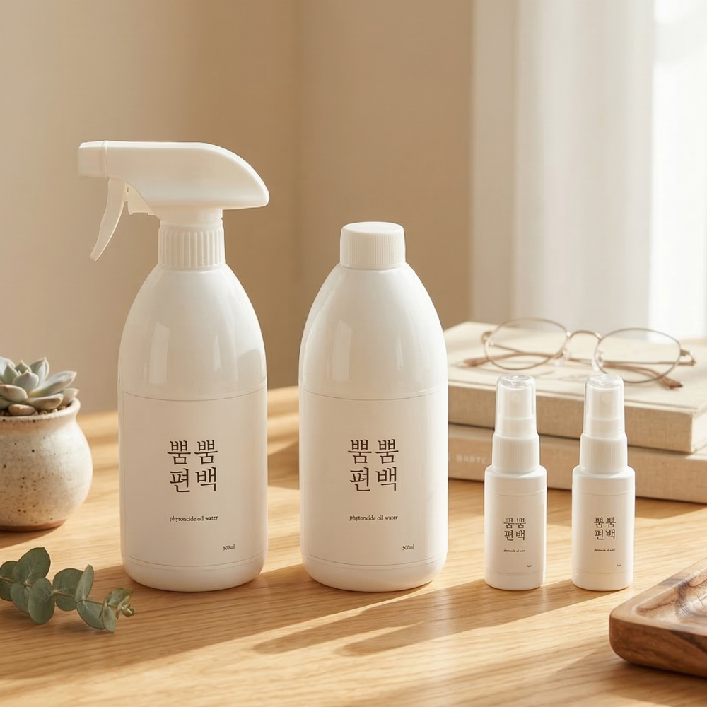 뿜뿜편백 3%편백오일함유 편백수 피톤치드 스프레이 500mL+500mL(리필)+30mL 2개 피톤치드 스프레이 집안냄새제거 화장실담배냄새제거 홀애비냄새 노인냄새제거 - 상세 이미지 2