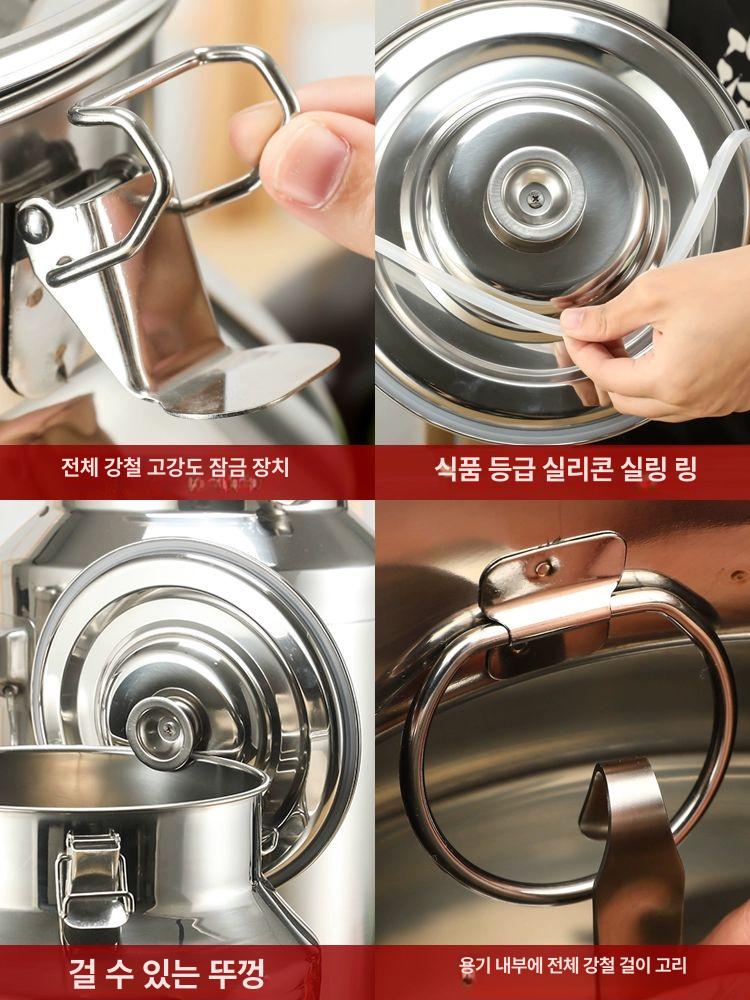 식용유통 스테인레스 물통 수도꼭지 캠핑 기름통 용기 스텐 담금주 저장통 탱크 - 상세 이미지 5