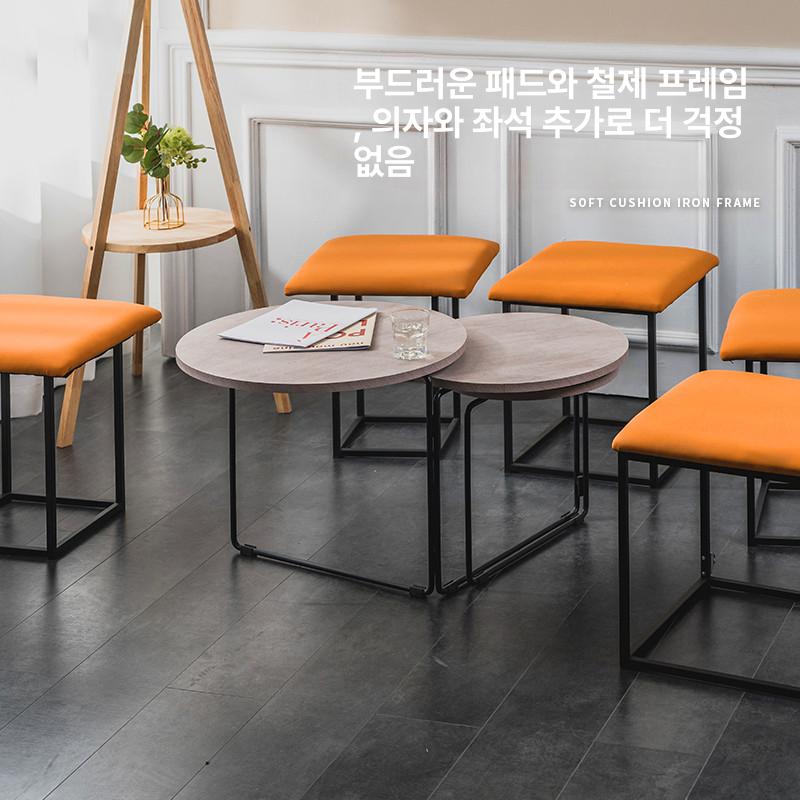 큐브 스툴 사각 보조의자 정사각형 인테리어 다용도 가죽 벨벳 좌석 - 상세 이미지 2