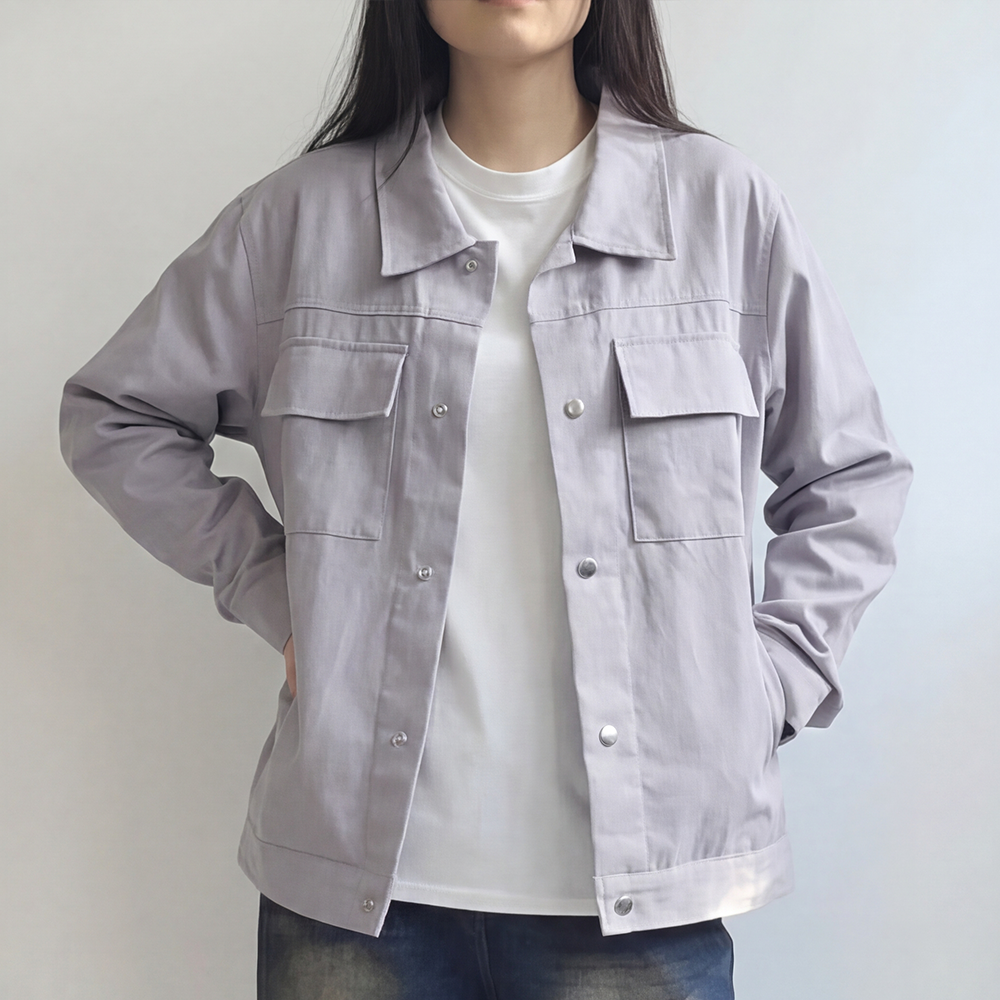면100 스냅 트러커 자켓 여성 오버핏 워크자켓 봄여름 - 상품 이미지