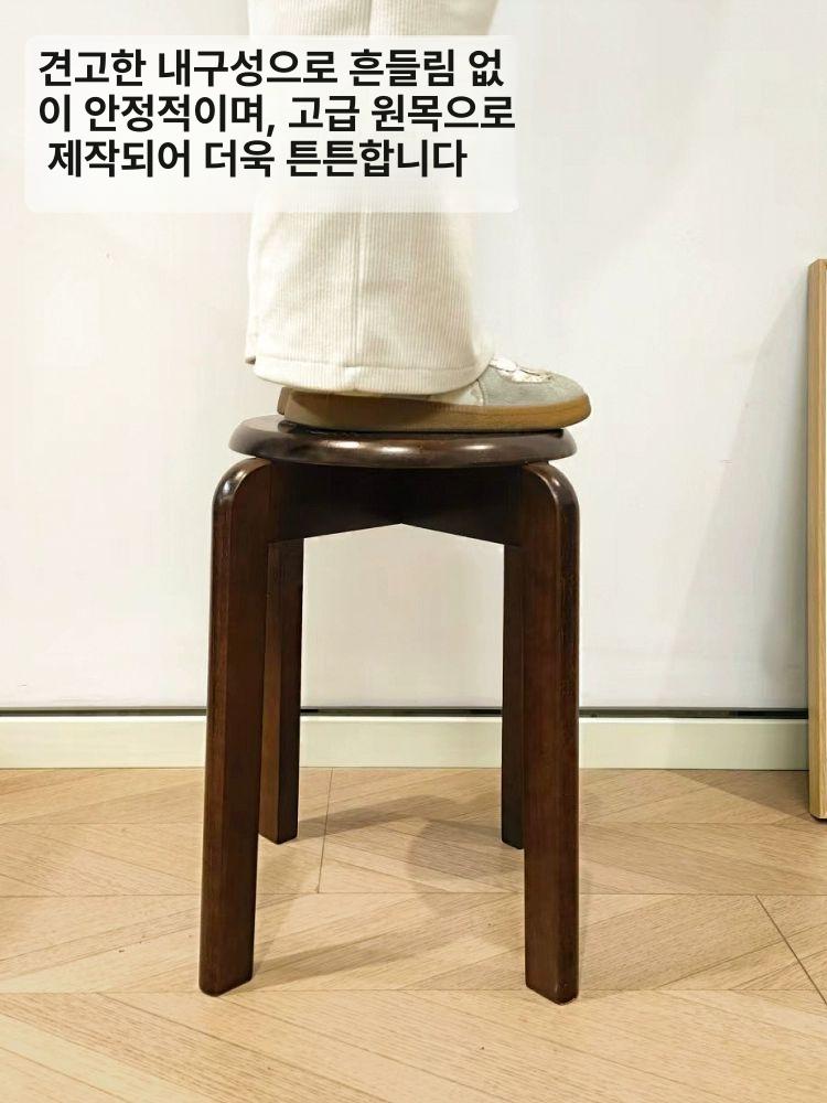 원목 스툴 등받이없는 쿠션 현관 간이체어 식탁 원형 나무 좌석 - 상세 이미지 3