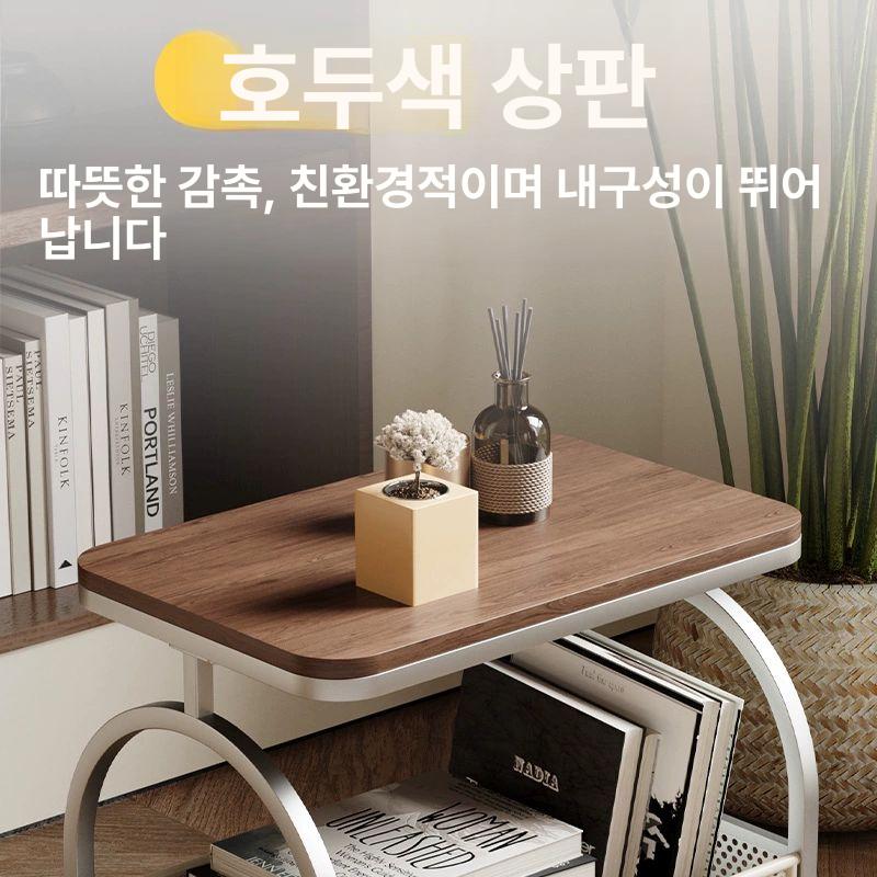 2단 트롤리 이동식 스틸 강화유리 거실 틈새 수납함 보관 정리대 웨건 랙 - 상세 이미지 2