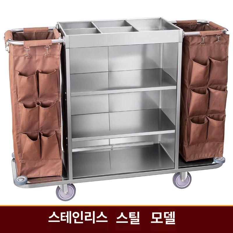 청소 짐수레카트 모텔 객실 이동식 세탁물 구루마 끌차 펜션 운반 이동차 청소용 - 상세 이미지 4