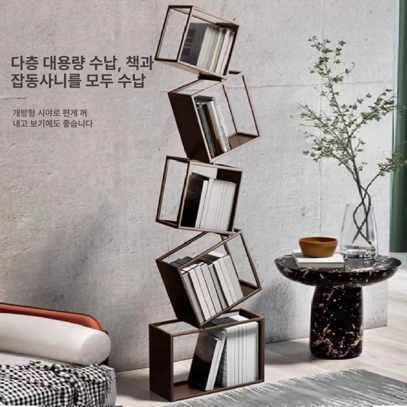 이동식 북선반 스탠드 화이트 철제 거실 인테리어 다층 진열 랙 - 상세 이미지 3