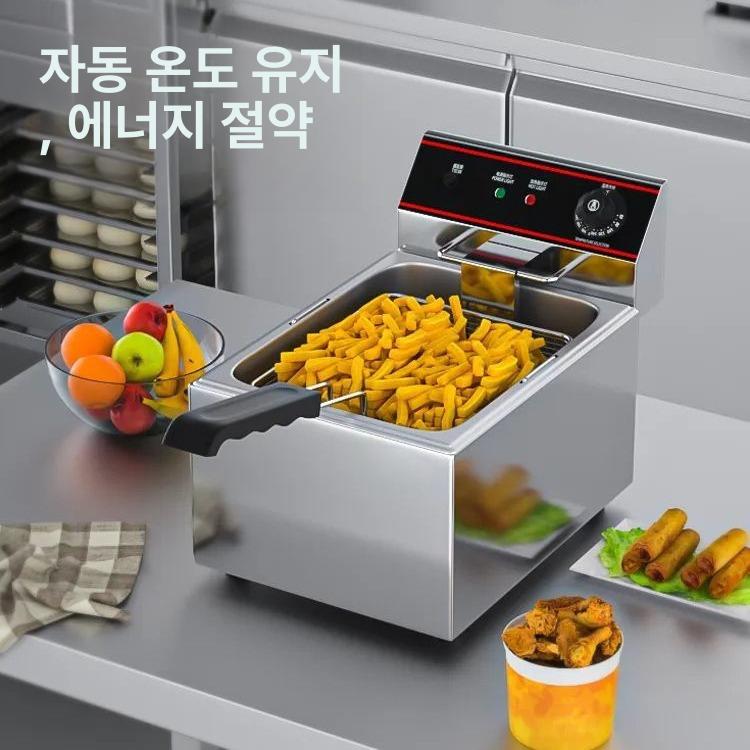전기 튀김기 주방 고급 스테인리스 스틸 단상 분리형 식당 카페 업소용 가정용 겸용 정확한 22L 클래식 롱 단일 바구니 뚜껑 - 상세 이미지 2