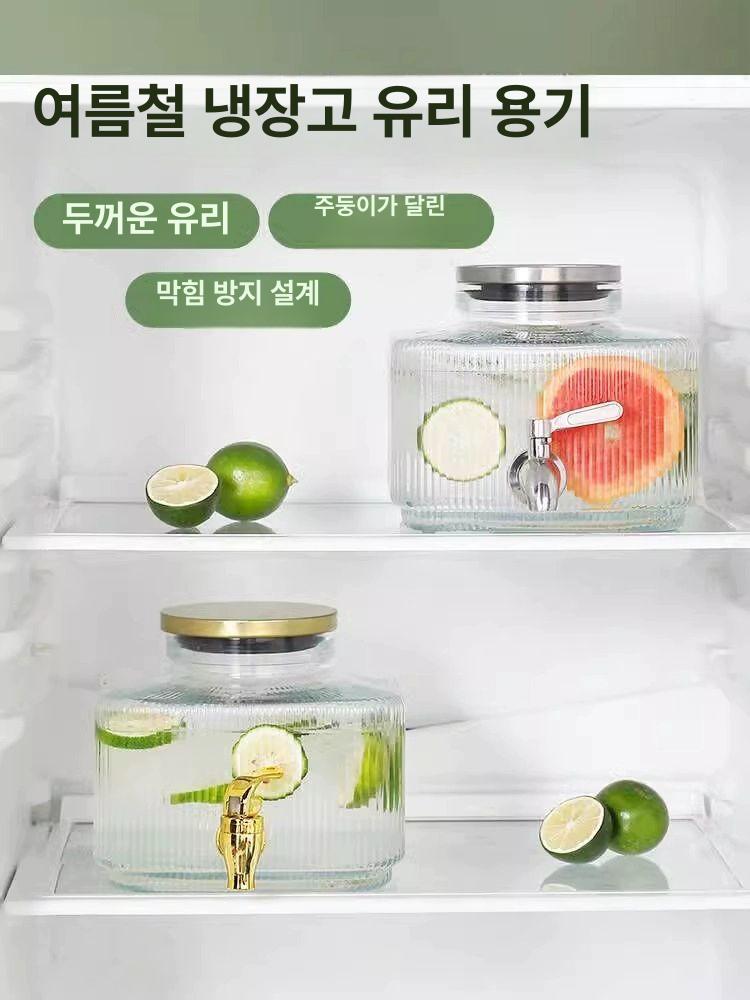 카페 디스펜서 워터 음료수 저그 소형 업소용 주스 과일청 내열 유리병 - 상세 이미지 5
