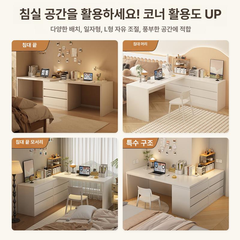 코너 화장대 ㄱ자 서랍장 공간활용 수납 콘솔 캐비닛 학생방 책상 - 상세 이미지 3