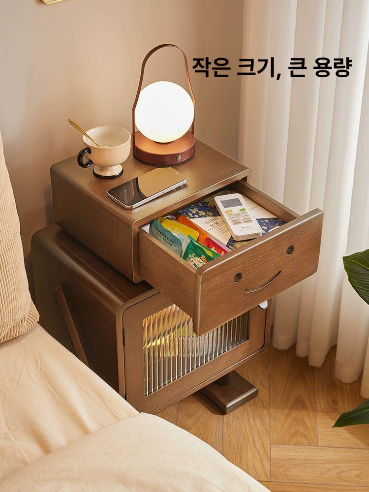 미니 협탁 침대 수납장 투명유리 장식장 진열대 서랍장 사이드테이블 - 상세 이미지 4
