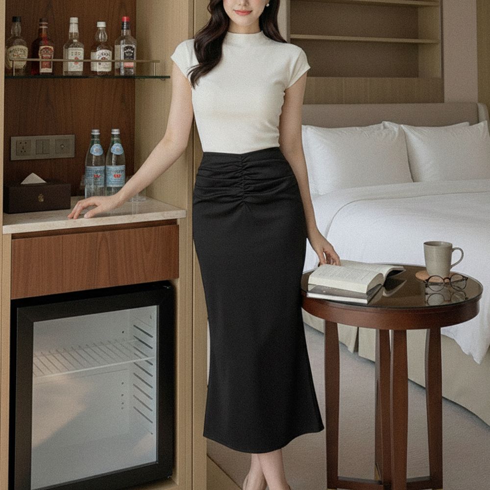 세로옌 머메이드 하이웨스트 세틴 롱스커트 AC0505 - 상세 이미지 4
