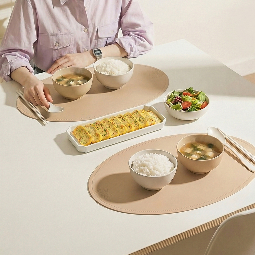 포시엘라 실리콘 식탁매트 테이블 매트 방수 타원 샌드 - 상세 이미지 3