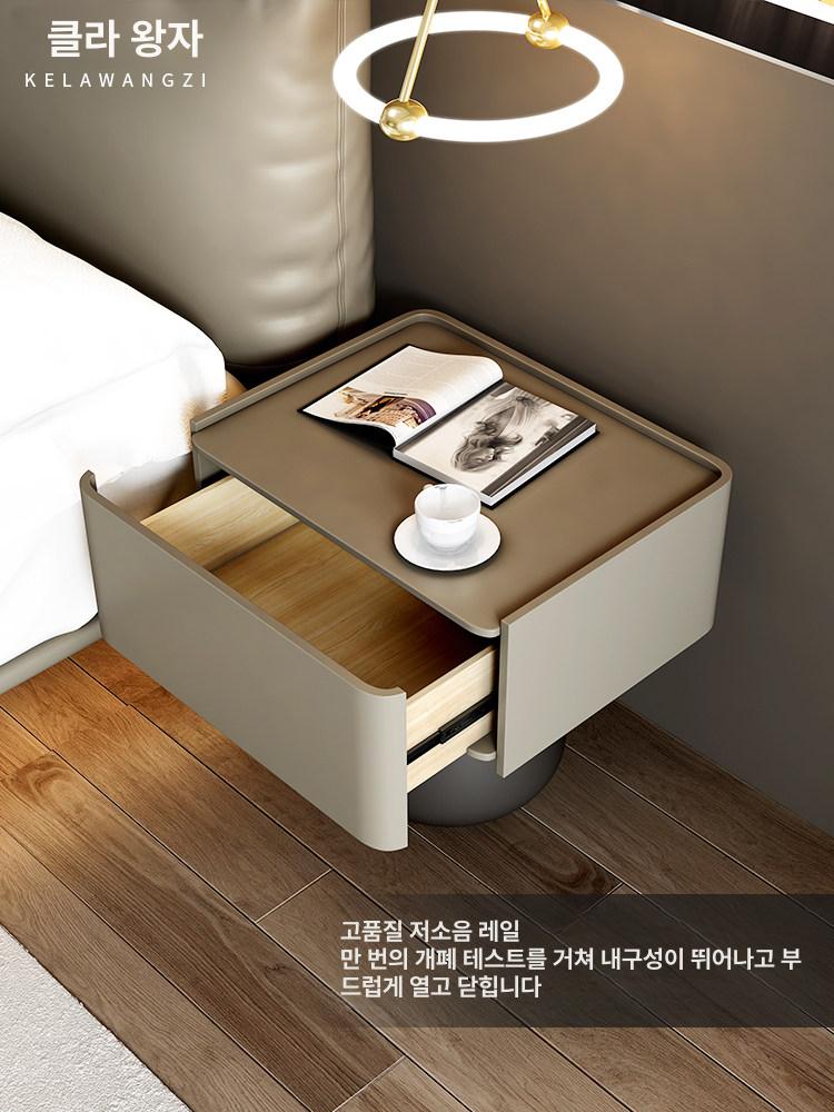패브릭 협탁 침대 나파가죽 사이드테이블 월넛 원목 침실가구 베드룸 - 상세 이미지 5