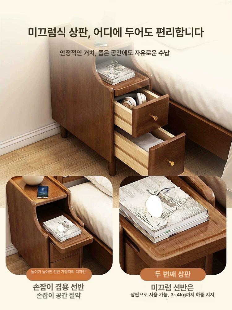 침대옆 사이드테이블 원목 틈새 협탁 엔틱 거실 소파옆 수납장 서랍 슬림형 - 상세 이미지 3