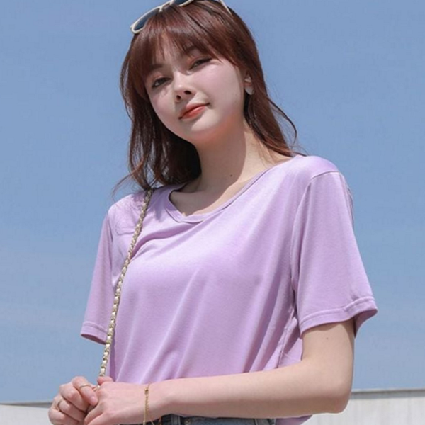 데일리 여성 반팔 티셔츠 쿨티 여성 라운드 티셔츠 여름 기본 - 상품 이미지