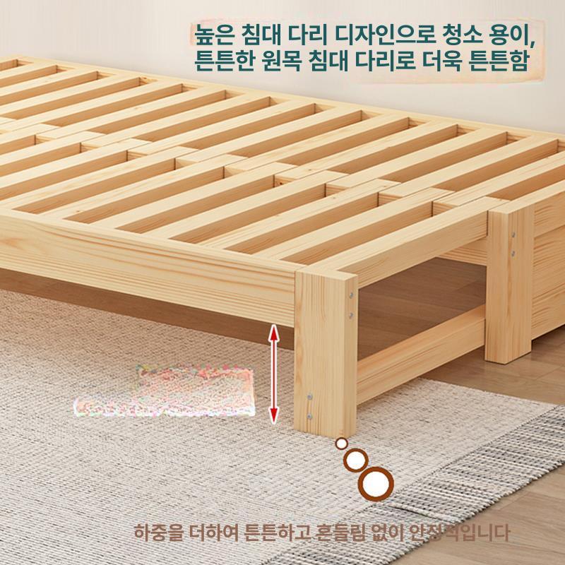 확장형 소파베드 원목 침대 평상 프레임 거실 쇼파 슬라이드 접이식 - 상세 이미지 4