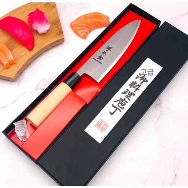 생선 조리칼 팔각 손잡이 주방용 데바 요리 손질용 목재 회뜨기 횟칼 - 상세 이미지 3