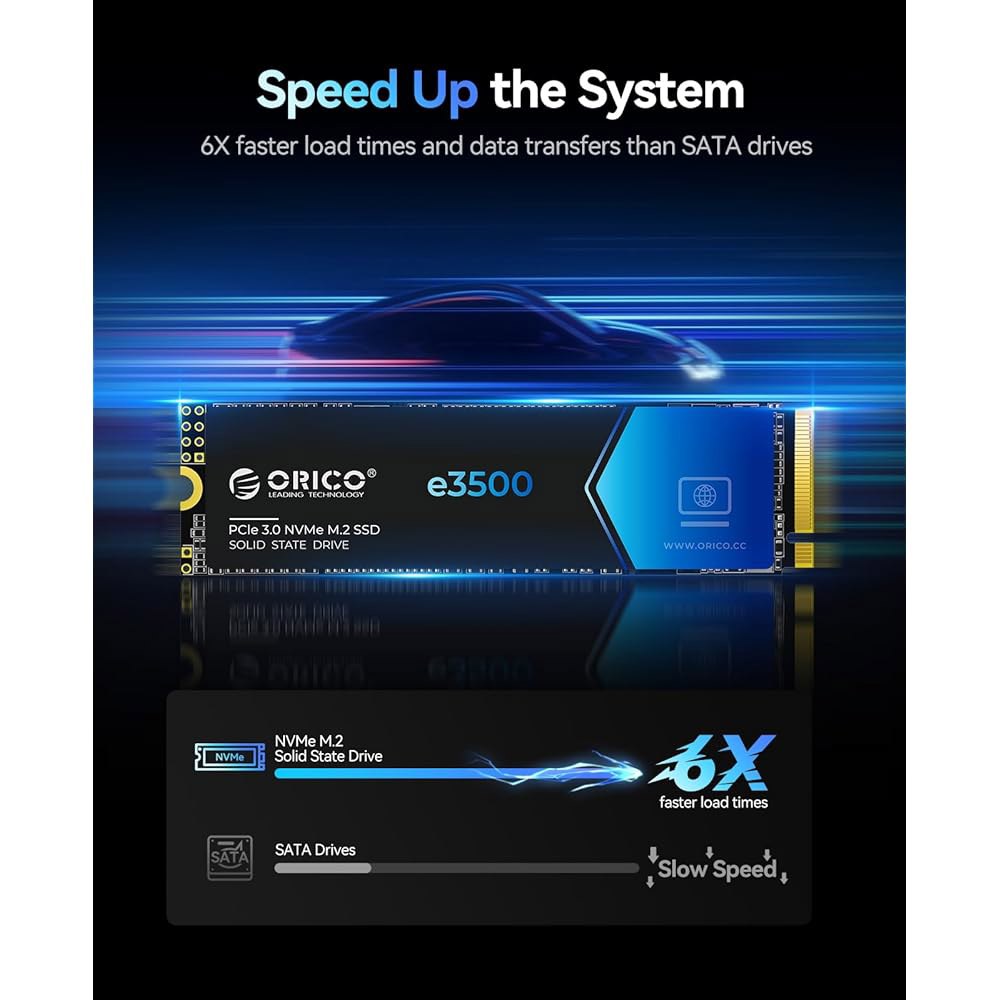 ORICO 512GB M.2 NVMe SSD, PCIe Gen3x4 M2 2280 최대 2800MB/s 읽기 및 1300MB/s 쓰기, 3D NAND 플래시 내부 솔리드 스테이트 - 상세 이미지 2